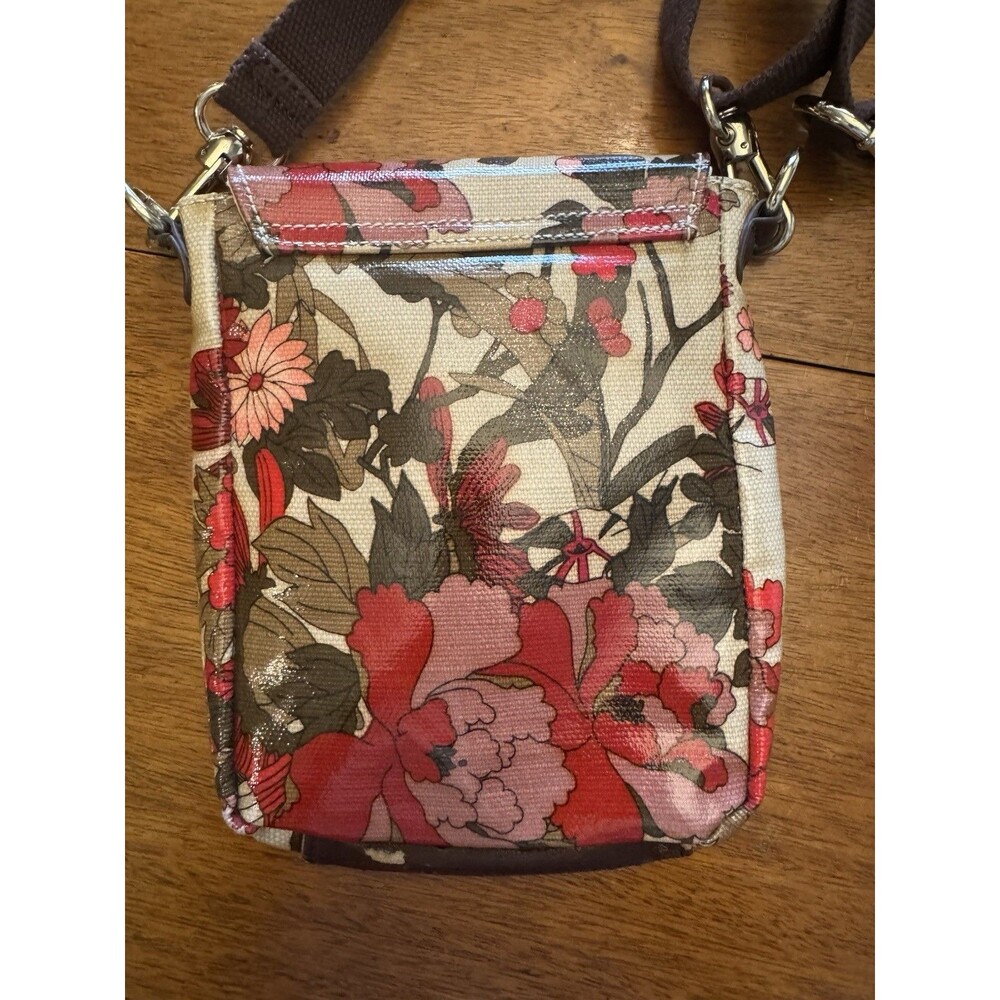 Sakroots Floral Crossbody Bag with Brown Strap in Red, Beige, Pink - Picture 3 of 9